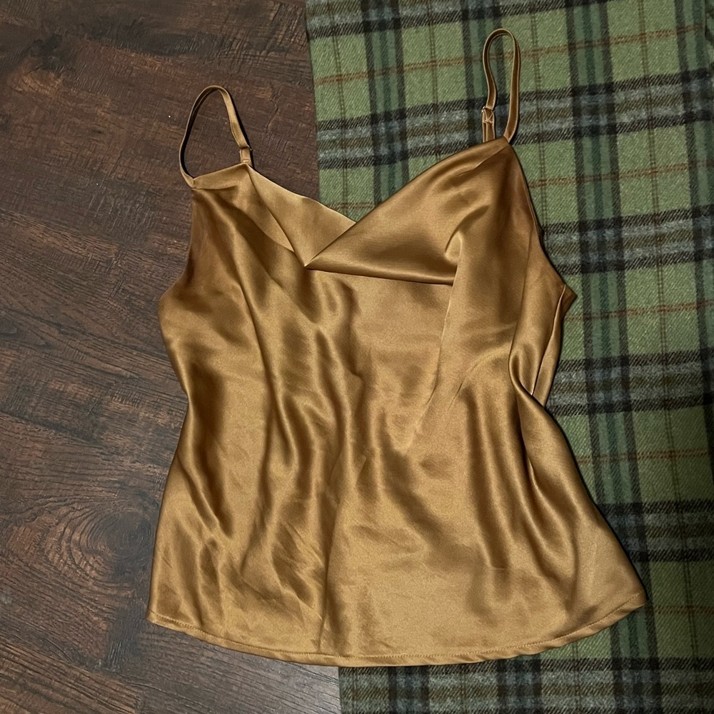 Satin Cowl Neck Tank Top